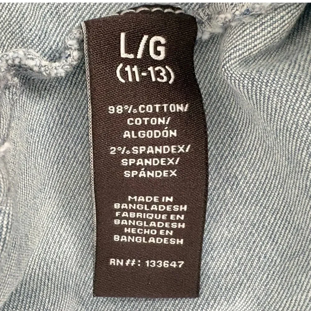 Celebrity Pink Light Wash Short Denim Utility Romper Coveralls Sz Large (11-13) - Picture 6 of 7